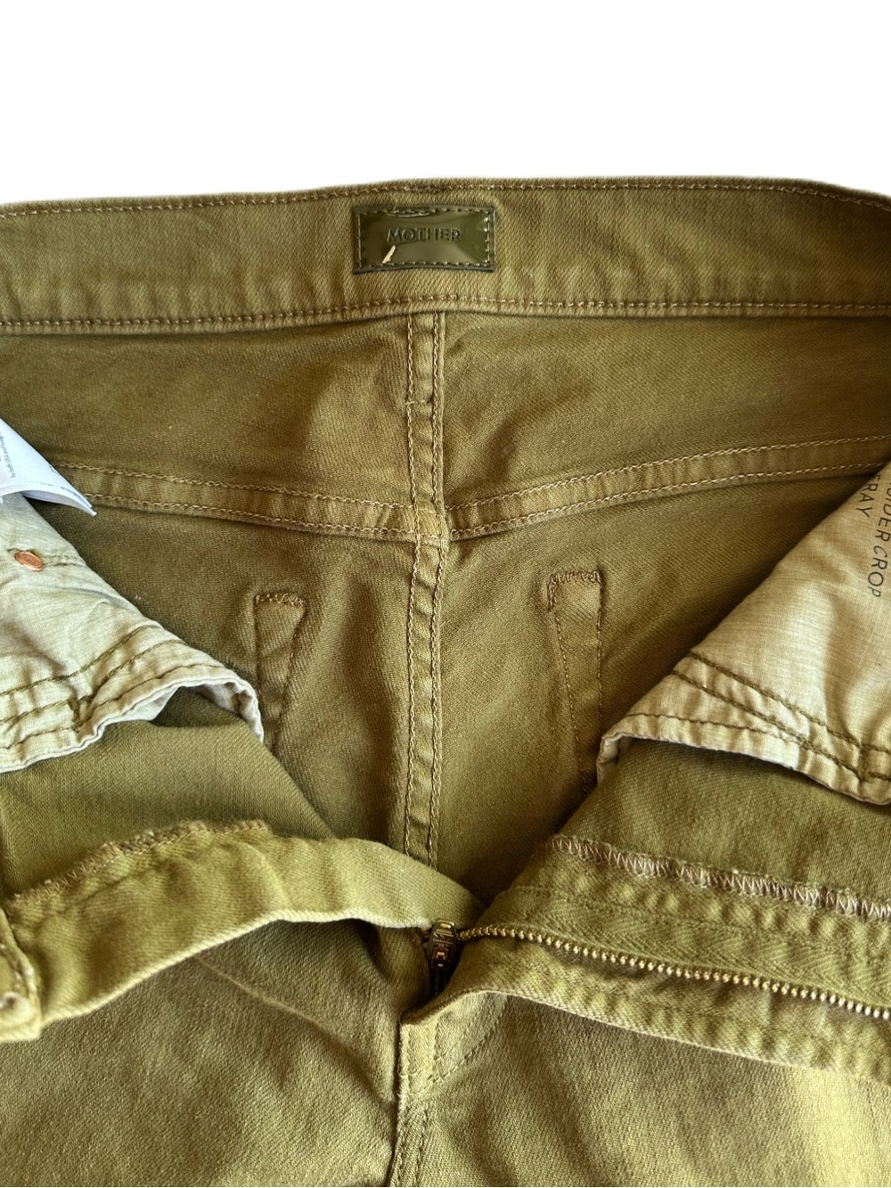 MOTHER The Insider Crop Step Fray Play Date Fir Green Jeans Size 28 - Picture 6 of 8